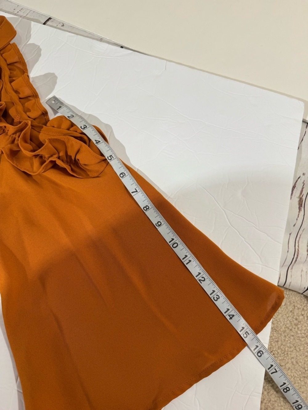 TCEC Ruffle Cold-Shoulder Dress in Burnt Orange Medium - Picture 9 of 9